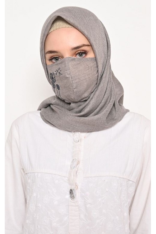 Hijab Segi 4 Voal Zaffron Dandelion Grey (Hijab Only)